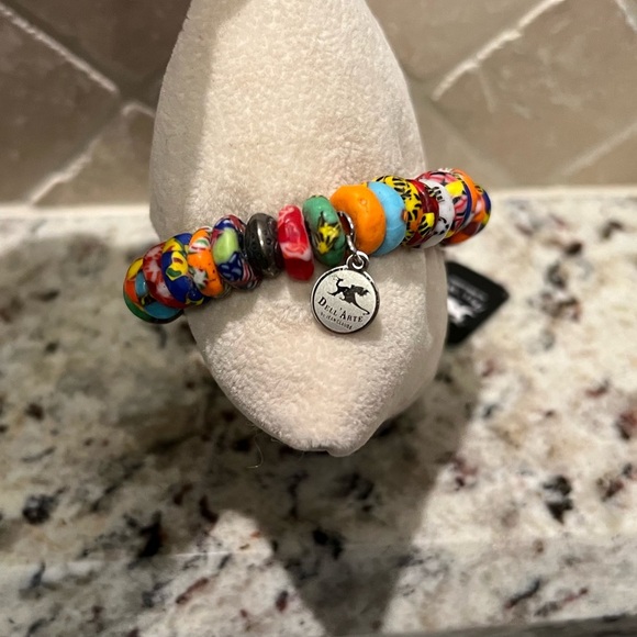 NWT Dell Arte by Jean Claude Multicolored Krobo Beaded Stretch Bracelet - Picture 2 of 6